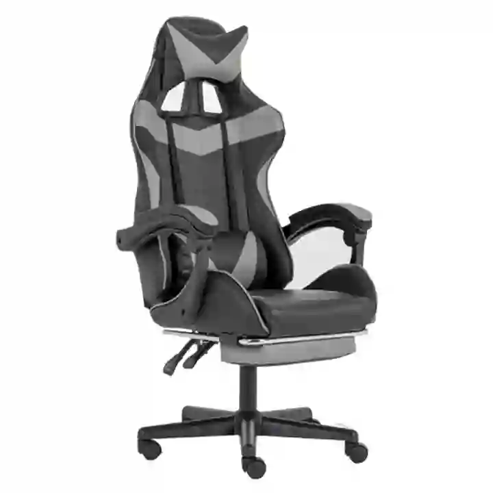 Comfortable racing gaming chair with massage {black and grey}